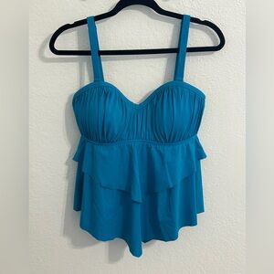 Torrid Teal Ruffle Peplum Swim Top | Size 0 (Large)